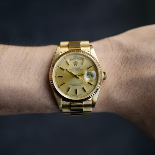 ロレックス/デイデイト/1985年/シャンパンダイヤル/保証書付き/ROLEX DAY-DATE Ref.18038 18KYG 1985y with Paper - 画像 (3)