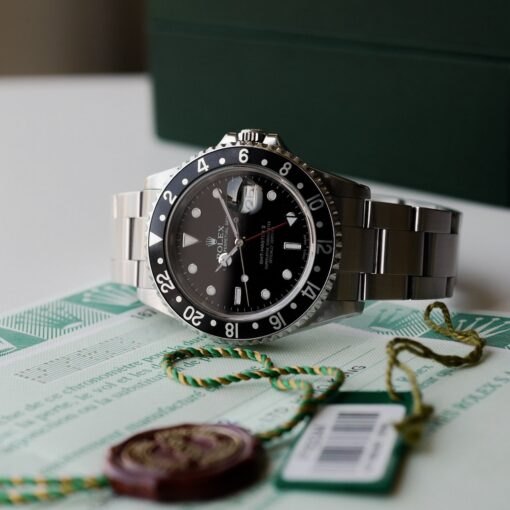ロレックス/GMTマスター2/16710/P番/2000年/黒ベゼル/横穴あり/保証書付きフルセット/ROLEX GMT-MASTER 2 Ref.16710 "Black Bezel" 2000y Full Set - 画像 (3)