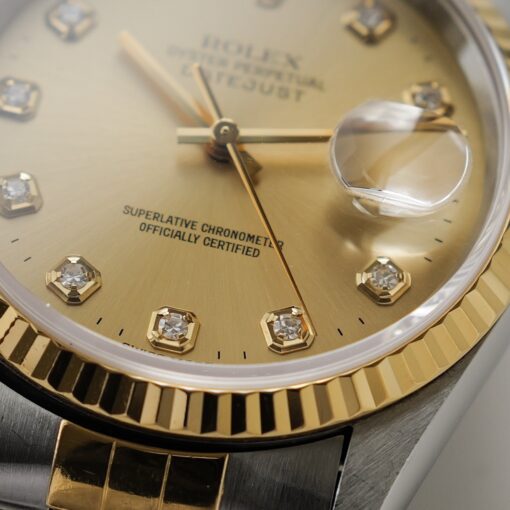 ロレックス/デイトジャスト16233G/18KYG/10Pダイヤモンド/保証書付きフルセット/ROLEX DATE-JUST Ref.16233G "10P Diamond" 18KYG 1997-98 Full Set - 画像 (7)