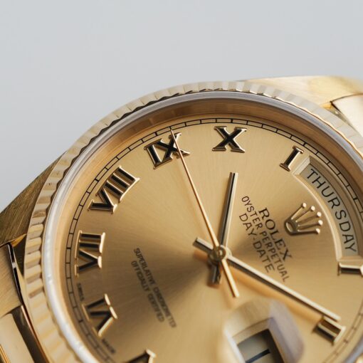 ロレックス/デイデイト18038/18Kイエローゴールド/ローマンインデックス/保証書付き/ROLEX DAY-DATE Ref.18038 Roman Dial 18KYG 1985Y - 画像 (4)