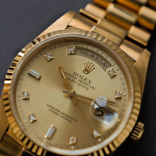 ロレックス/デイデイト18238A/W番/ 10Pダイヤモンド/18Kイエローゴールド/保証書付きフルセット/ROLEX DAY-DATE Ref,18238A "Baguette Diamond" 18K Yellow Gold 1995y Full Set - 画像 (6)