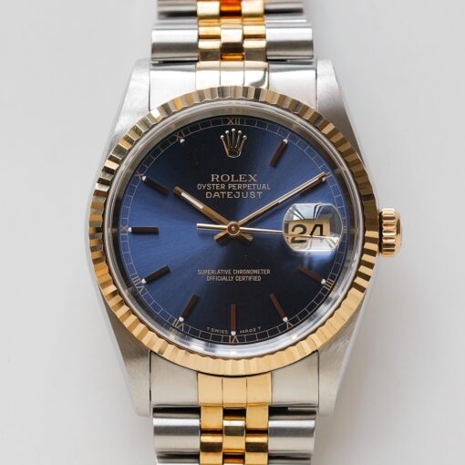ロレックス/デイトジャスト16233/U番/トリチノバ/ブルーダイヤル/18Kイエローゴールド/ROLEX DATE-JUST Ref.16233 "Tritinova" Blue Dial 1997-98y - 画像 (3)