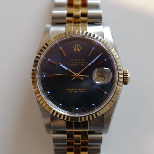 ロレックス/デイトジャスト16233/U番/トリチノバ/ブルーダイヤル/18Kイエローゴールド/ROLEX DATE-JUST Ref.16233 "Tritinova" Blue Dial 1997-98y - 画像 (4)