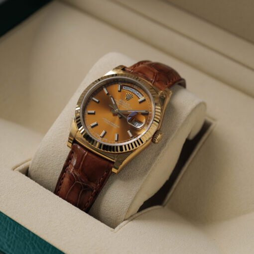 ロレックス/デイデイト118138/コニャック/18Kイエローゴールド/ほぼ未使用/ROLEX DAY DATE REF.118138 "COGNAC" 18KYG FULL SET 2017y NEVER USED - 画像 (3)