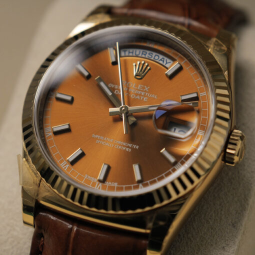 ロレックス/デイデイト118138/コニャック/18Kイエローゴールド/ほぼ未使用/ROLEX DAY DATE REF.118138 "COGNAC" 18KYG FULL SET 2017y NEVER USED - 画像 (6)