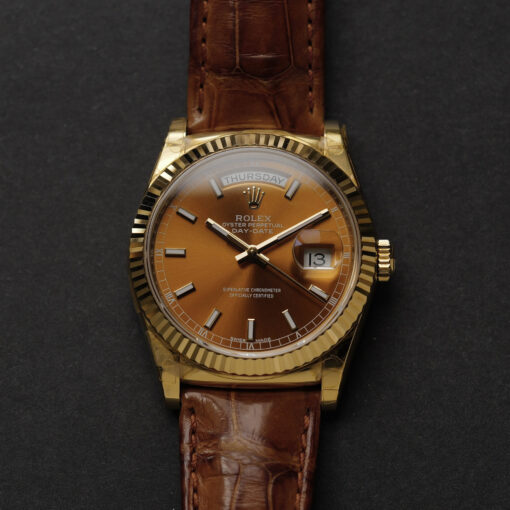 ロレックス/デイデイト118138/コニャック/18Kイエローゴールド/ほぼ未使用/ROLEX DAY DATE REF.118138 "COGNAC" 18KYG FULL SET 2017y NEVER USED - 画像 (4)