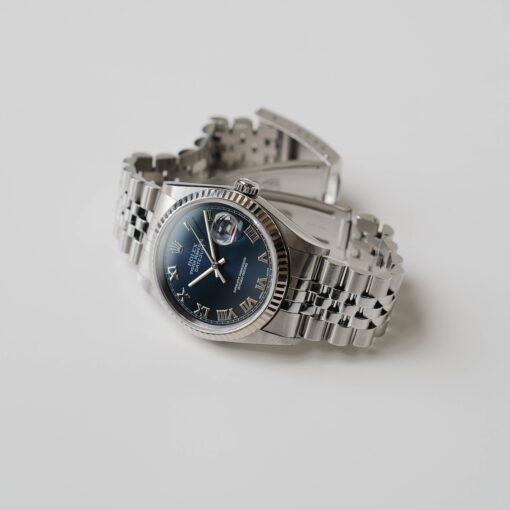 ロレックス/デイトジャスト16234/ブルーローマン/ 18Kホワイトゴールドベゼル/箱・保証書付き/ROLEX DATE-JUST REF.16234 "BLUE ROMAN" 18KWG bezel with Box and Paper 2001y - 画像 (4)