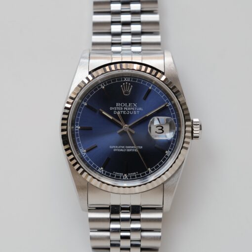 ロレックス/デイトジャスト/U番/ブルーダイヤル/裏蓋シール/箱・冊子等付属/ROLEX DATE-JUST REF.16234 “BLUE” 18KWG bezel 1997y with Box - 画像 (5)